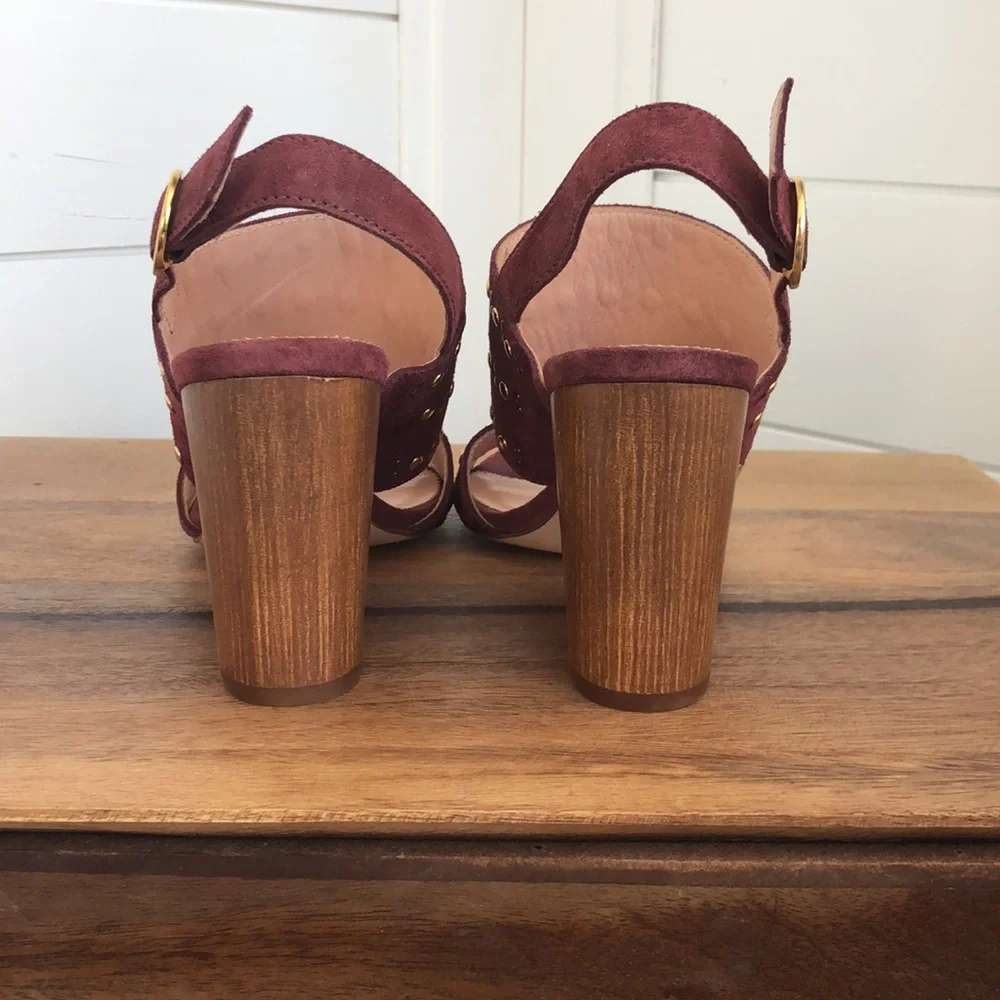 New J. Crew Made in Italy Leather Block heel Sandals. - Picture 10 of 17